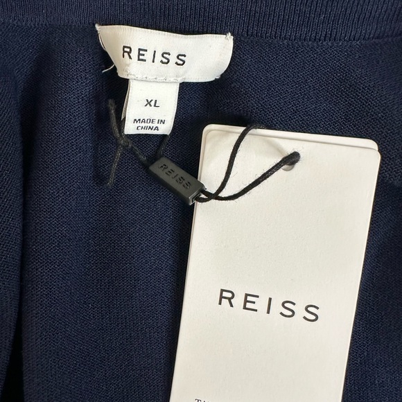 Reiss Navy and White Striped Full Zip Polo - Picture 6 of 8